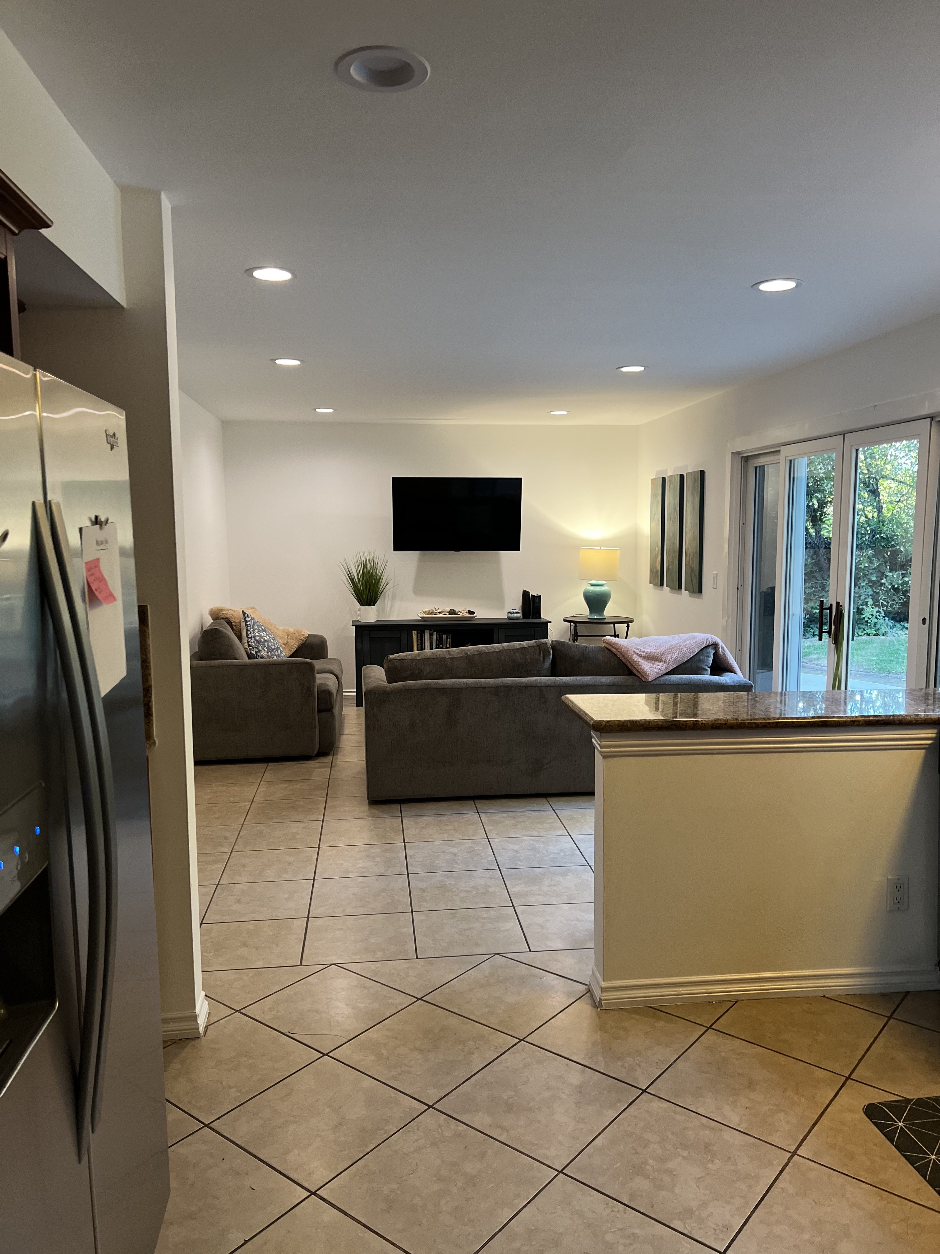 Living area with sofas and TV